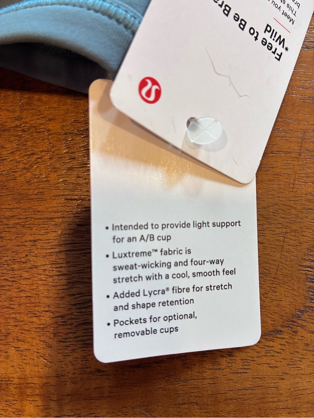 Lululemon Free to Be Bra Wild * Light Blue NWT Size 4 - Picture 5 of 6